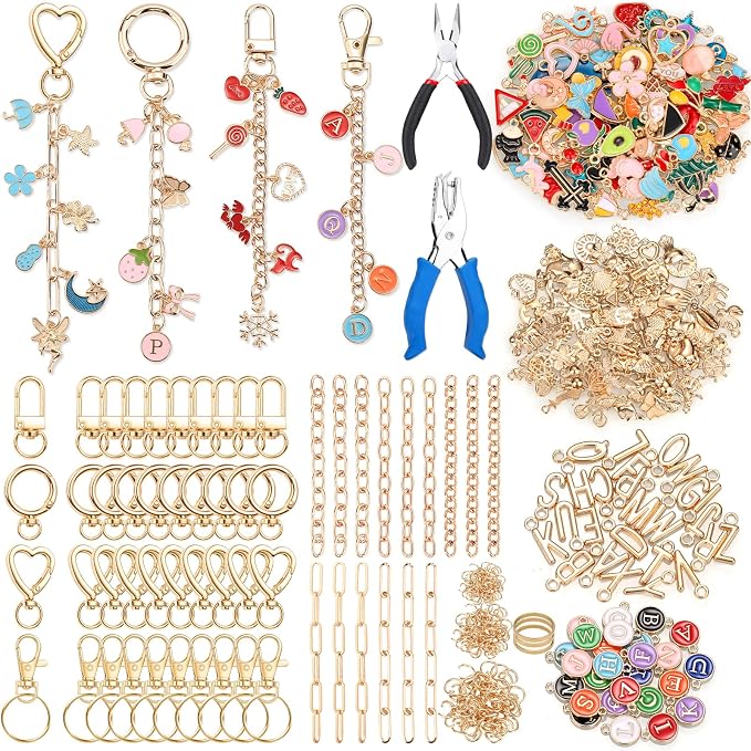 485 Pcs Charms Lip Gloss Keychain Making Kit, DIY Bag Charm Kit Including 40 by Modacraft