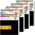 WINNER 9" x 12" Sketch Book 4 Pack, 400 Sheets Spiral Bound Art Sketchbook by WINNER