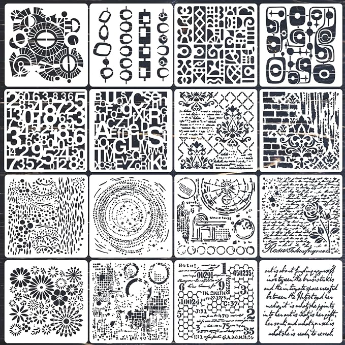 Cubist Stencils for Crafts Reusable Texture Stencils Mixed Media Layering by SUNVERSE