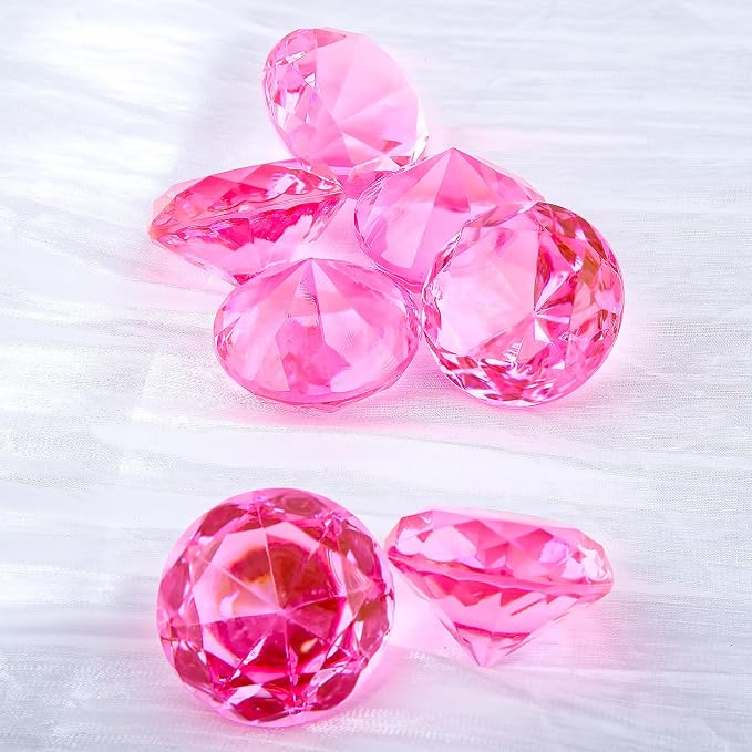 Niceup 26PCS Pink Acrylic Diamond Big Gemstones 1.5in Princess Pirate Mermaid - Image 5