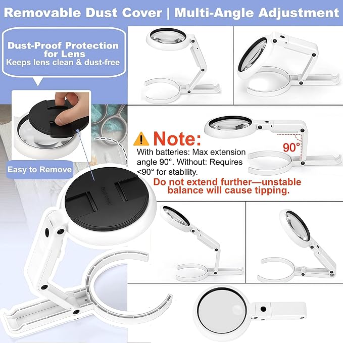 Magnifying Glass with Light and Stand, 3.55 Inch Large Lens with Lightweight - Image 5