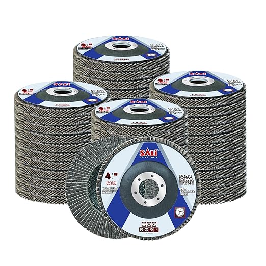 Sali 48 Pack Flap Disc 80 Grit 4.5" x 7/8-Inch Sanding Disc Bevel Type #29 Premium and Industrial Grade Angle Grinder Grinding Wheel High Performance Edge Grinding