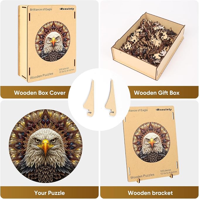 Reouinty 500 Piece Bald Eagle Wooden Puzzle - Image 4