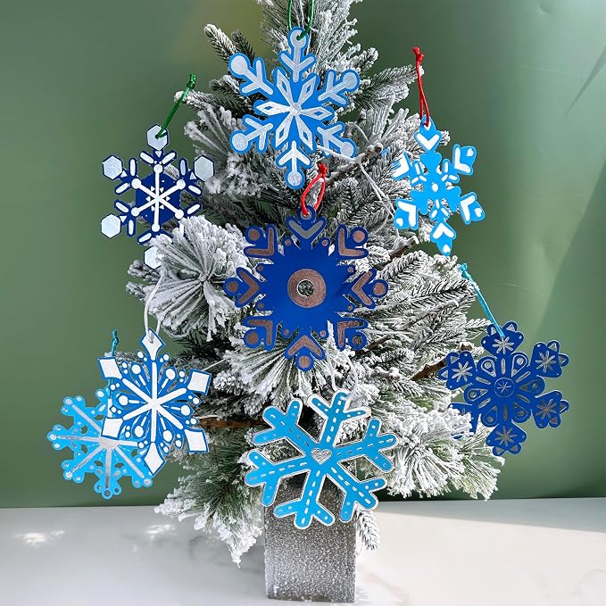 Winlyn 56 Sets 8 Styles Magic Color Scratch Blue Snowflake Ornaments - Image 3