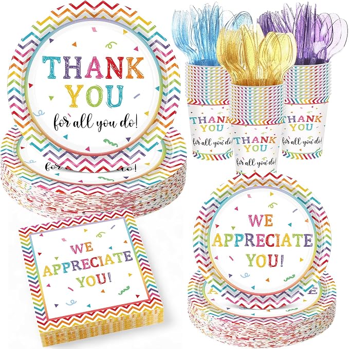 Pickmesh 400 Pcs Thank You Party Plates and Napkin Decoration We Appreciate You by Pickmesh