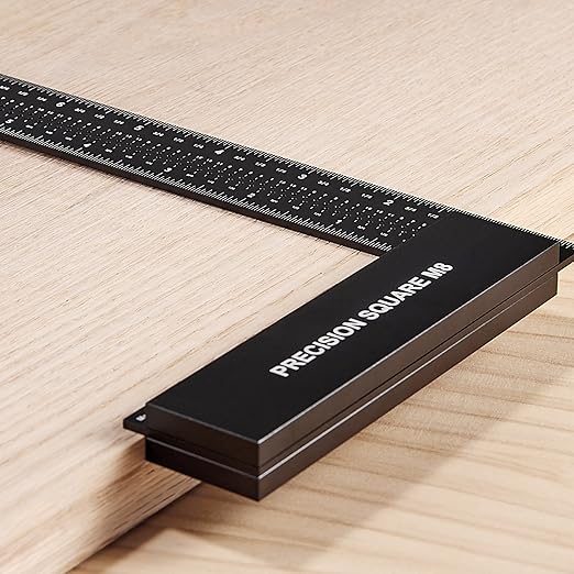 Precision Square Ruler for Measuring and Marking - Aluminum Steel Framing Tool for Professional Carpentry Use (4 Inch)