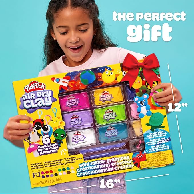 Play-Doh Air Dry Clay Mini Maker Creations, Makes 6 Keychains - Image 7