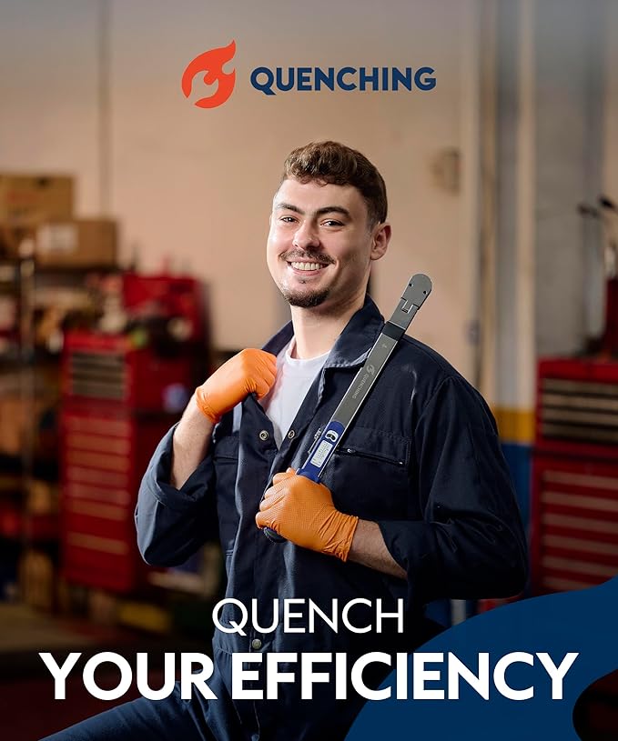 QUENCHINＧ 3/8 -Inch Drive Split Beam Torque Wrench, 20-100 ft-lb, Flex Head, 32 Teeth, Calibration-Free, Chrome Vanadium, ±4% Accuracy, Heavy Duty Torque Wrench for Mechanics and DIY Repair