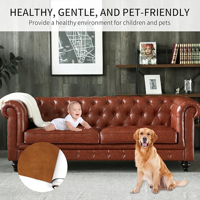 Leather Repair Patch Self-Adhesive Leather Patches for Furniture Couch Sofa Car Seats, PU Vinyl Leather Repair Tape Kit to Fix Office Chairs, Cabinets, Handbags (Brown, 3.9 X 78.7 inch)