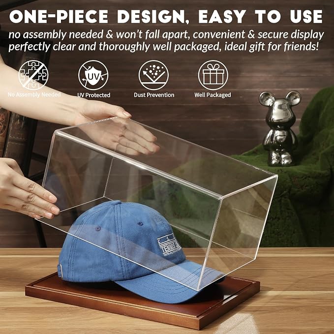 JupDec Hat Display Case, UV Protection Signed Hat Transparent Showcase - Image 2