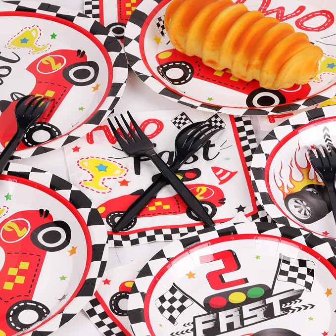 96pcs Two Fast Plates and Napkins Race Car Party Decorations Racing 2 fast - Image 5