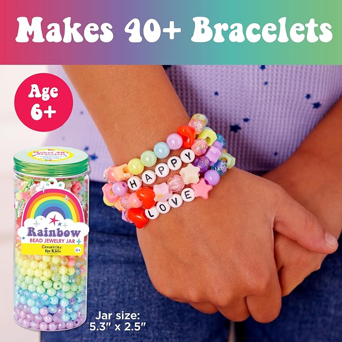 Creativity for Kids Rainbow Bead Jar Jewelry Making Kit: Makes 40+ Friendship - Image 2