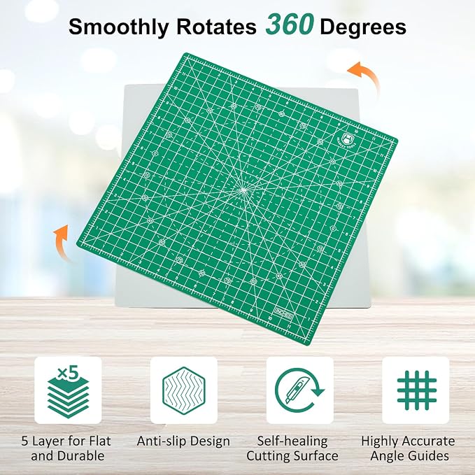 Headley Tools 12"x12" Rotating Cutting Mat, Self Healing Mat - Image 4