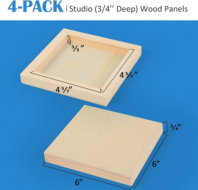 Falling in Art 4 Pack 6x6’’ Unfinished Birch Wood Panels Kit - Image 4