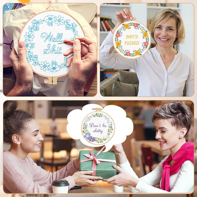 Daifunli 3 Sets Funny DIY Embroidery Kits - Image 6