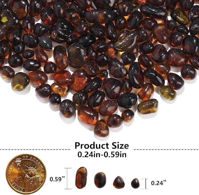 QYGL 0.55LB Brown Clear Glass Pebbles, Tumbled Sea Glass Stones - Image 3