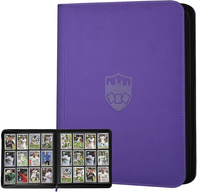 12 Pocket Ringless Side Loading Trading Card Binder, 720 Cards PU Fixed Page by GERMUN