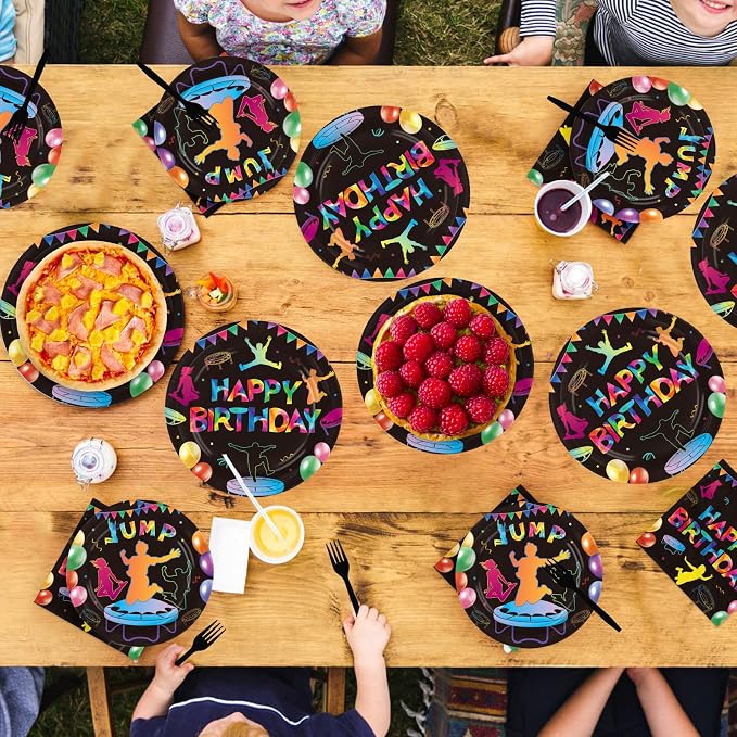 96 Pcs Trampoline Jump Birthday Party Decoration Trampoline Bounce Plates and - Image 8