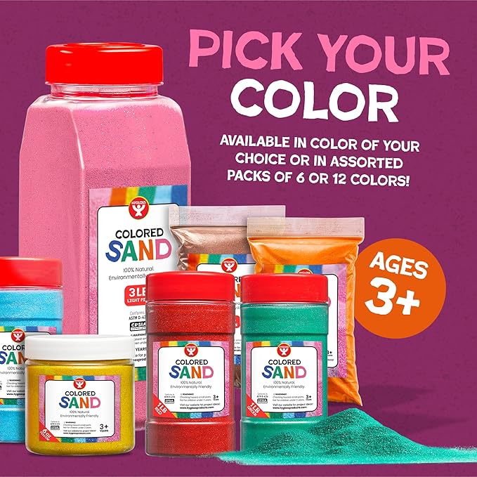 Hygloss Colored Sand for Crafts – 1 lb Bottle, Pastel Rainbow – Vibrant - Image 3