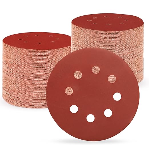 5 Inch 8 Hole Sanding Discs, 100 PCS 1000 Grit Hook and Loop Sandpaper, Round Aluminum Oxide Sand Paper Discs for Random Orbital Sander