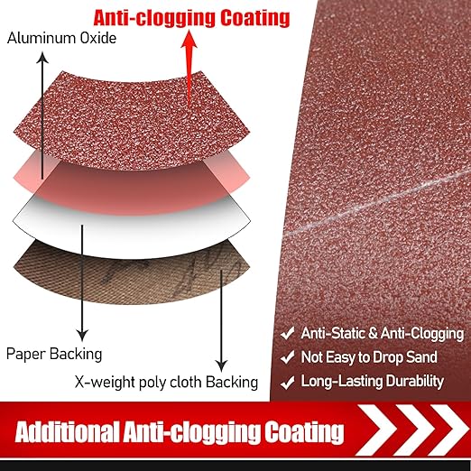 4x24 Belt Sander Sanding Belts, 12 Pcs Durable 4 x 24 Inch Sanding Belts60/80/120/180/240/400 Assorted Grits Aluminum Oxide Sanding Belt for Woodworking Metalworking