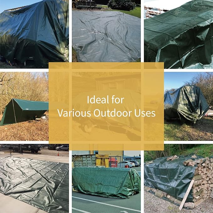 GUARD SHIELD Super Heavy Duty Green/Silver Poly Tarp Cover 18x24 Feet Waterproof 16mil Thick UV and Tear Resistant Tarpaulin with Grommets and Reinforced Edges