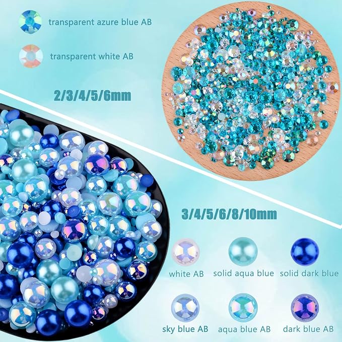 3900+ Pcs Rhinestones and Pearls Kit, 2-10mm Flatback Gems - Image 3