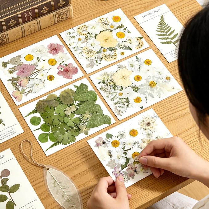 110Pcs Dried Flowers for Crafts, Real Pressed Flowers Dry Leaves Bulk Natural - Image 7