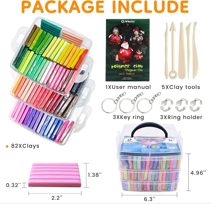 Artecho Polymer Clay Kit, 82 Colors Oven Bake Clay | Modeling Clay - Image 2
