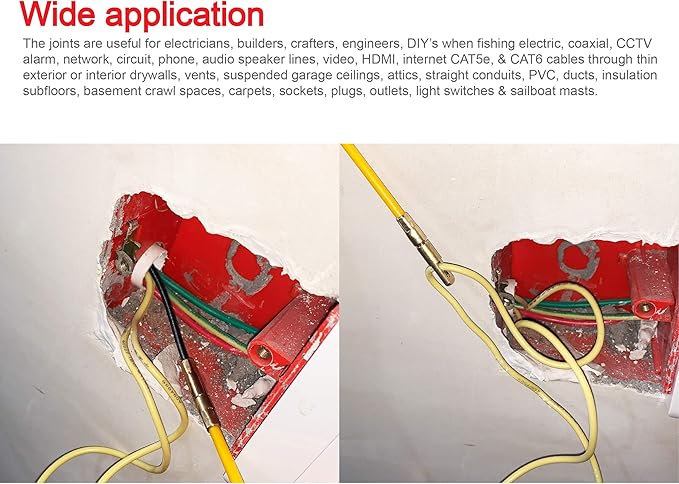 128 FT Fish Tape Wire Puller Through Wall Wire Threader Fish plus Fish Cable Fastener