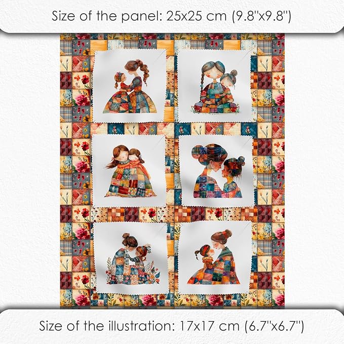 Patchwork Mother & Daughter Cotton Fabric Panel – 6 Designs + Bonus Sheet - Image 6