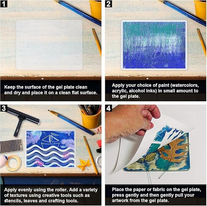 Safetect Gel Plates for Printing 8” X 10” + 5” X 7”, Reusable Monoprinting - Image 6