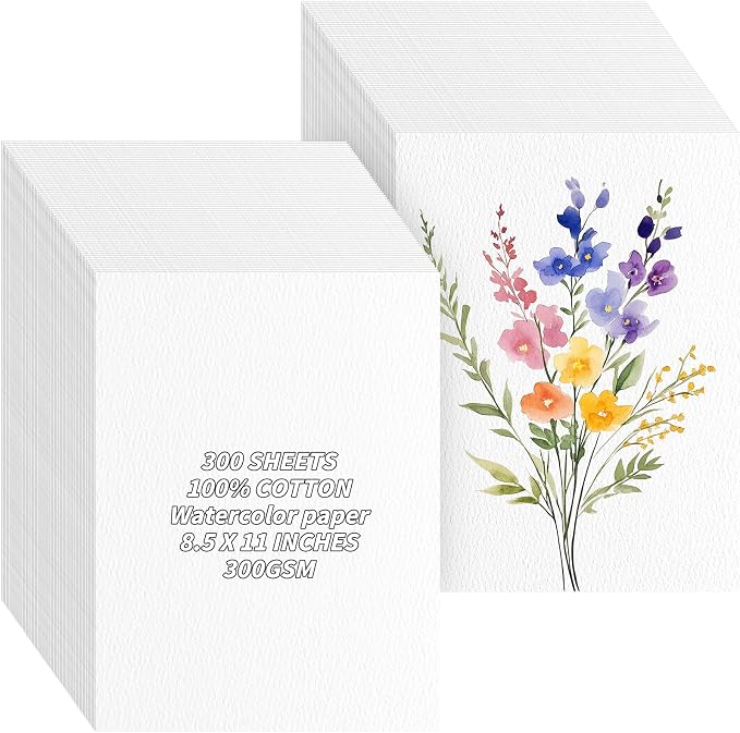 150 Sheets 100% Cotton Watercolor Paper Bulk -140LB/300GSM Art Paper-8.5 x 11 - Image 9