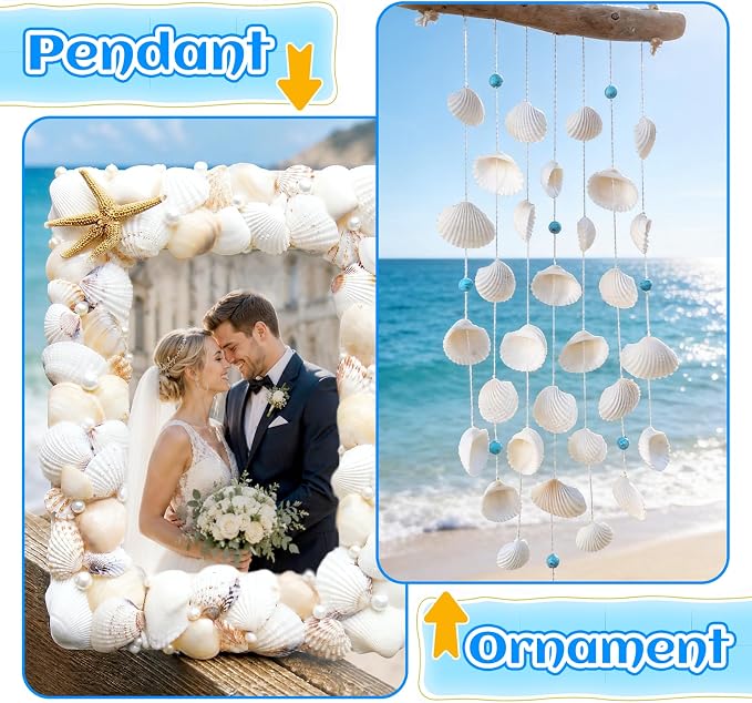 QEQEKAKA 60PCS Sea Shells for Crafts1.5''-2'' White Small Seashells Clam - Image 5