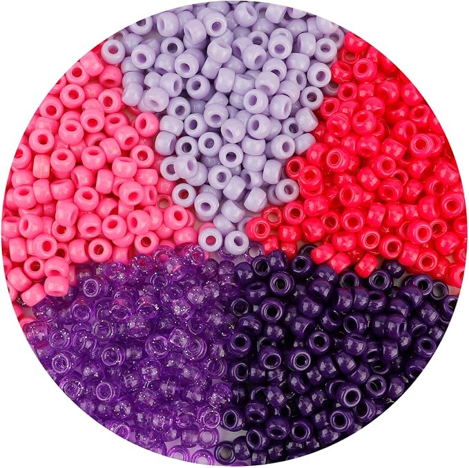 Pony Beads 1100 Pcs, Beads for Jewelry Bracelets Making, Plastic Bead for Crafts by anpiwshjo