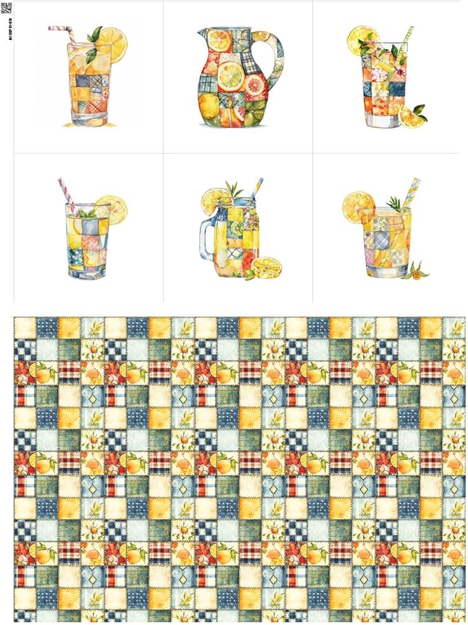 Summer Lemon Patchwork Cotton Fabric Panel – Six 10×10 inch Designs + Bonus by FabricsTown