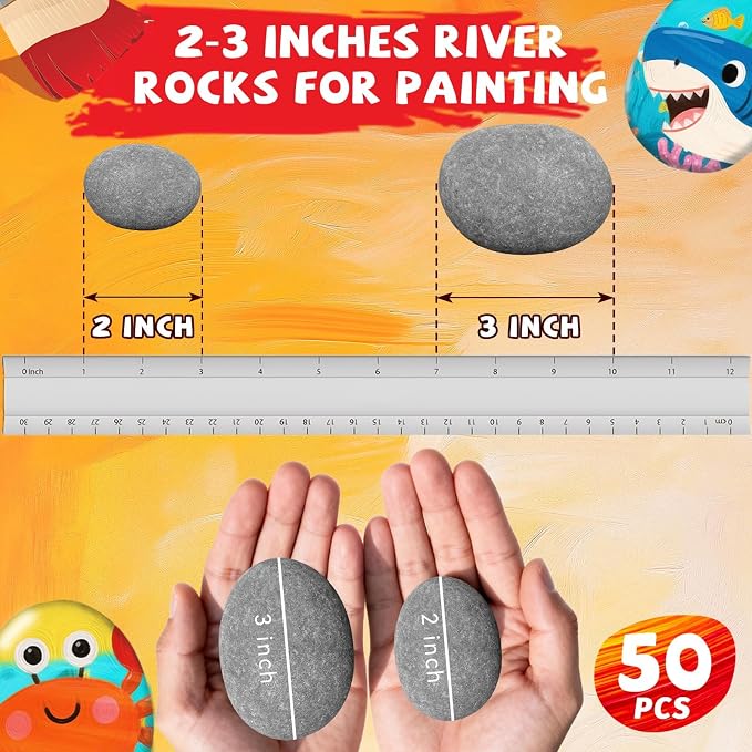 ReePlan 50PCS Rocks for Painting, 2-3 Inches Natural Smooth River Rocks for - Image 2