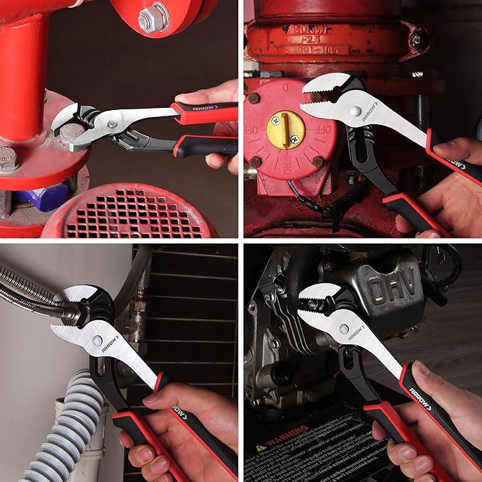 ARROW 10-Inch Groove Joint Pliers, Adjustable Water Pump Pliers with TPR Handle, High Carbon Steel Tongue and Groove Plier for Plumbing, Automotive and Household Repairs