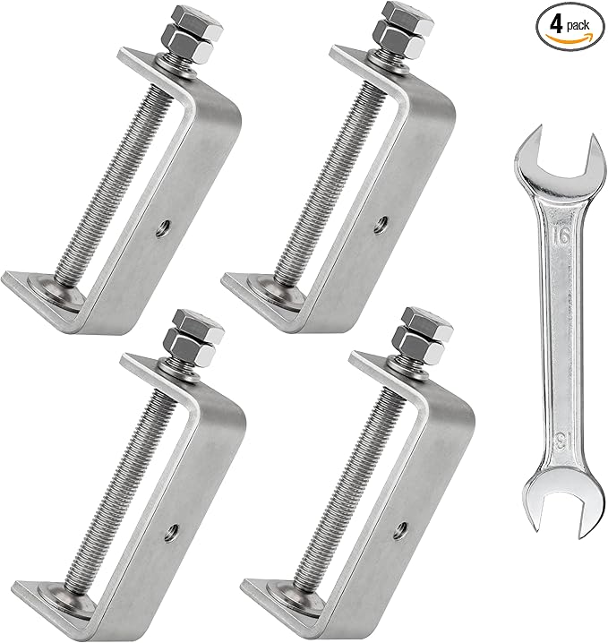 120MM 304 Heavy Duty Stainless Steel C Clamps Tiger Clamp Woodworking Clamp,Features Stable Wide Jaws and Protective Pads (4 Pcs)