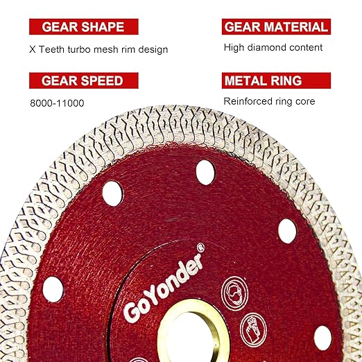 GoYonder 4.5 Inch Super Thin Tile Saw Blade, Diamond Blade for Angle Grinder, Dry Wet Tile Blade for Ceramic Tile, Concrete, Granite Cutting