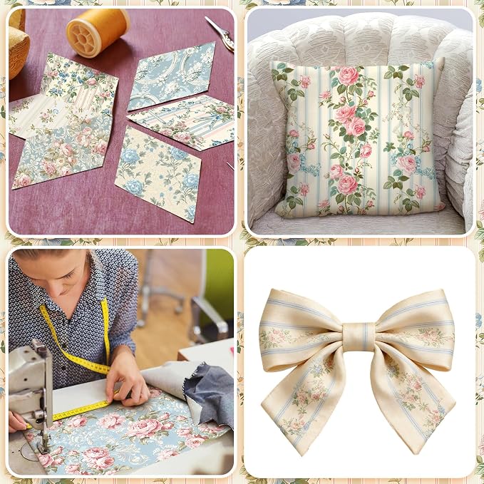 HunnmingRe 20 Pcs 10''x10'' Spring Floral Quilting Fabric Square Watercolor - Image 6