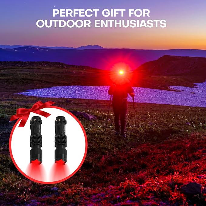 2 Pack Red Flashlight LED Single Mode Light 1 Mode LED Torch Scalable Red Light - Image 7