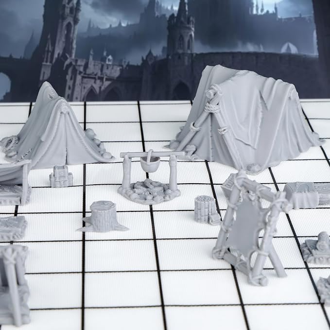 AUSPDICE 21pcs DND Camp Terrain Building Set – Unpainted Miniatures - Image 3