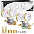 ARCCAPTAIN Oxygen and Acetylene Regulators CGA540 and CGA510, Compatible with V-Style Torch Cutting, Heavy-Duty Gas Welding Pressure Regulators with T-Handle Adjustments