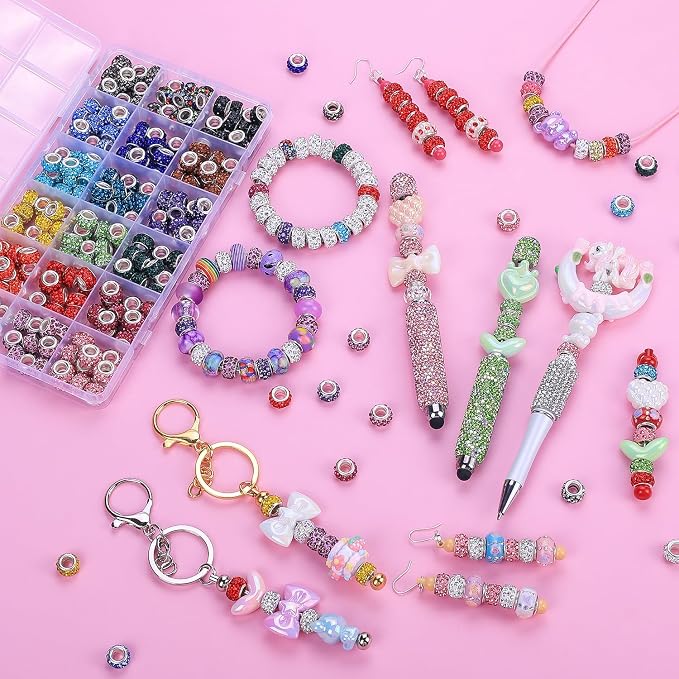 Aipridy European Large Hole Beads, Colorful Glass Charm Beads Set - Image 2