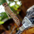 SHINY CRAFTS | Custom Handmade Carbon Steel Viking Axe,Valentine's Day Gift, Birthday Gift for him, Leather Wrapped Handle and Leather Sheath (VBA-19) (VBA-14)
