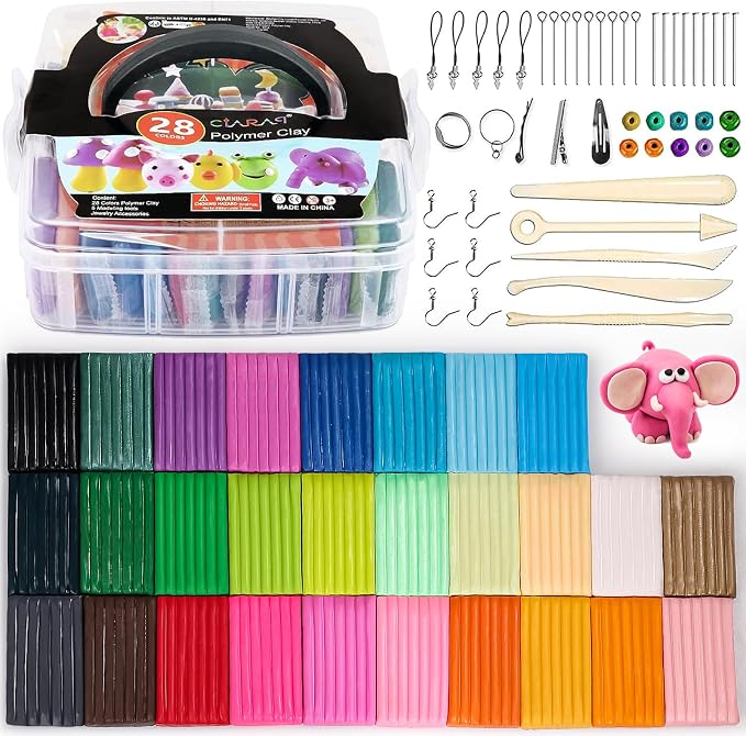 CiaraQ 28-Color Polymer Clay Oven Bake Modeling Kit | 5 sculpting tools - Image 8
