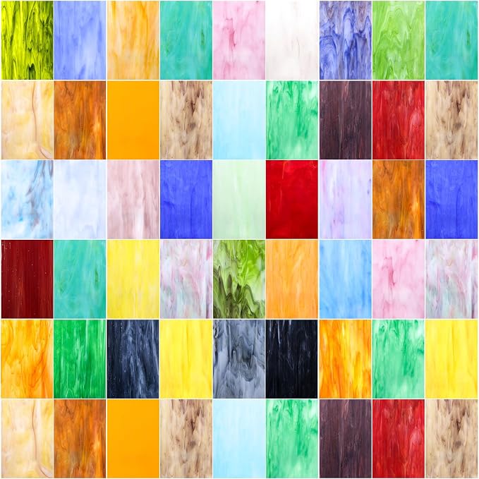 36 Sheets Opaque Stained Glass Bulk Variety Pack, 4 x 6 Inch Mosaic Glass Tiles by UZLUbuywithconfidence