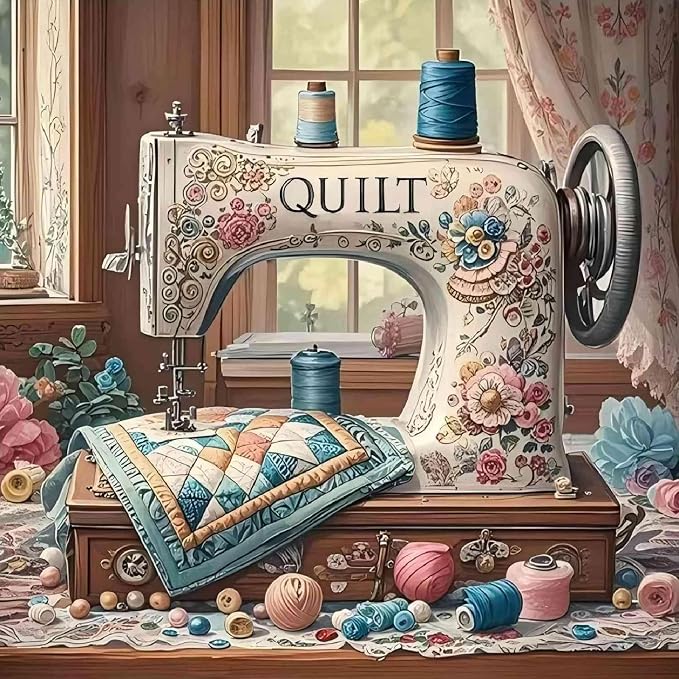 Sewing Machine Stamped Cross Stitch Kits by askkqtx