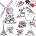 BEARUN 3D Coloring Puzzle Set, Arts and Crafts by BEARUN